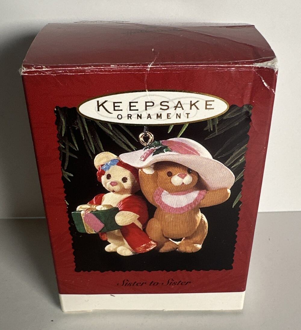 Vintage Hallmark Ornament 1996 Sister to Sister Bears Original Box